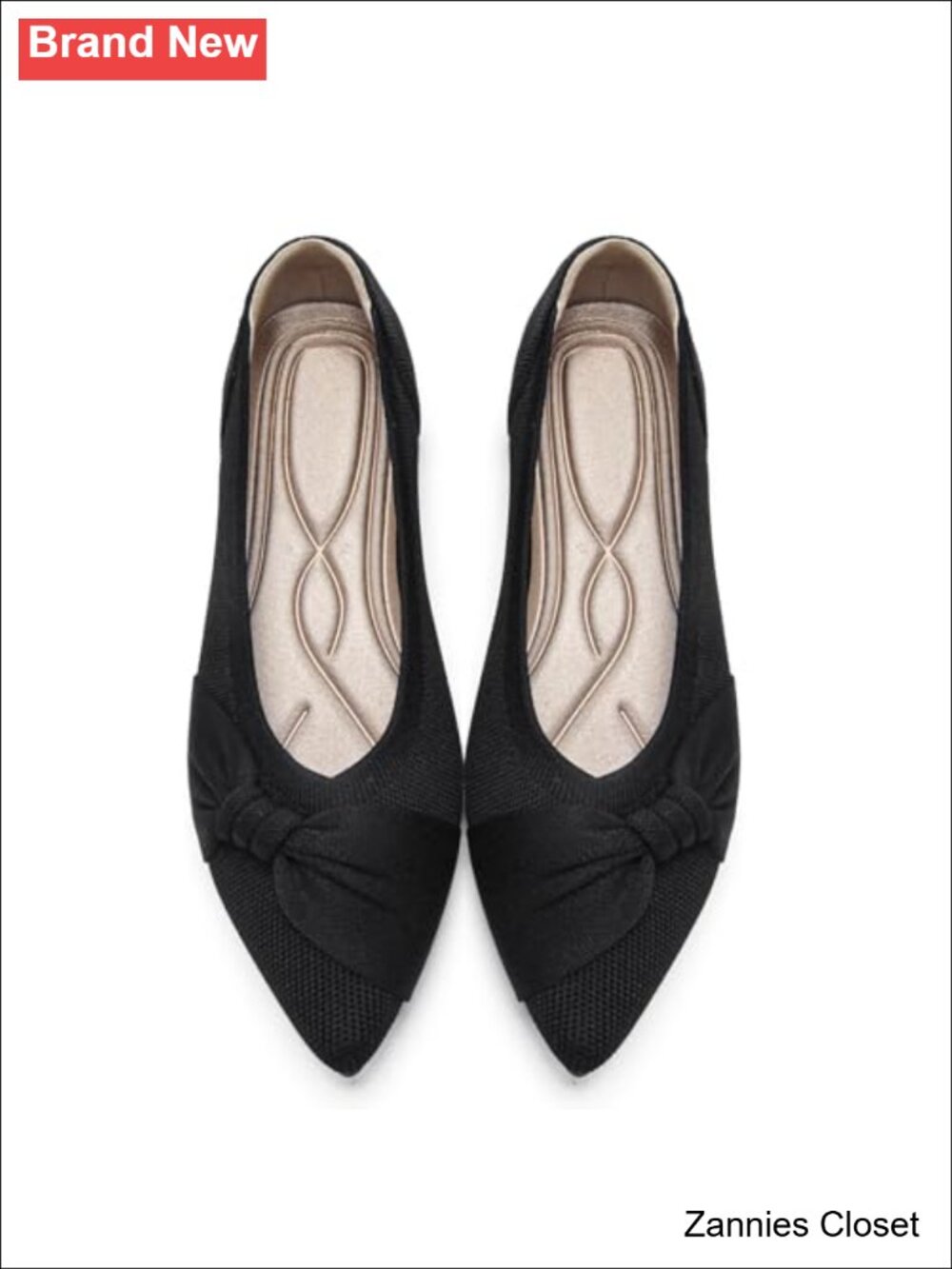 ✨HIULYCENCE Pointed Toe Flats Women Ballet Flats Bow Detail Mesh Slip-On Shoe